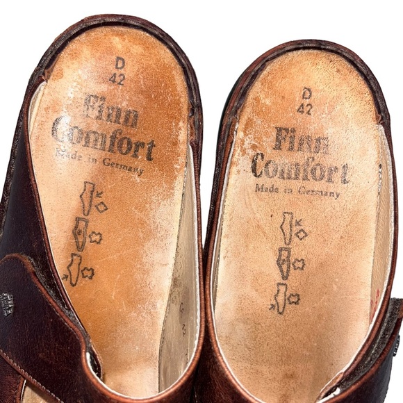 Finn Comfort Stanford Brown Leather Mary Jane Slides Clogs - Picture 7 of 9